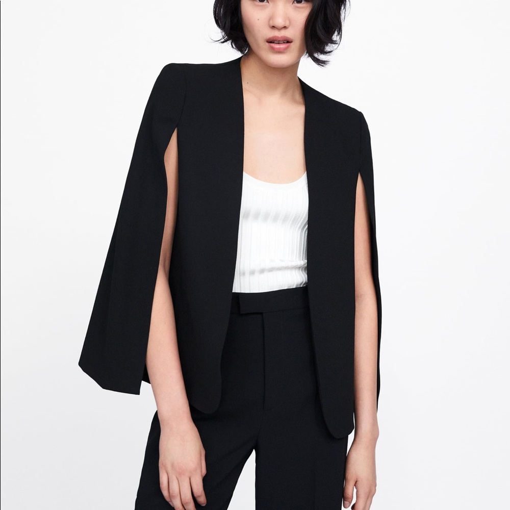 Zara Cape Blazer Black Size medium